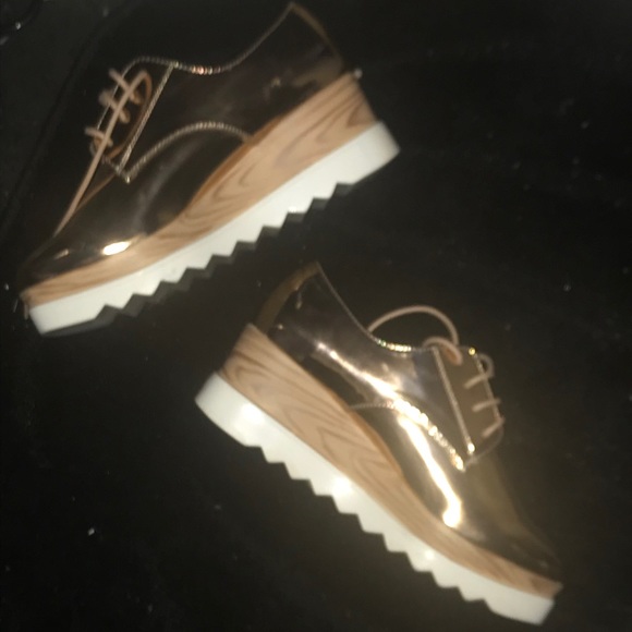 Shoes - Brand New Gold Platform Sneakers Woman Size 10